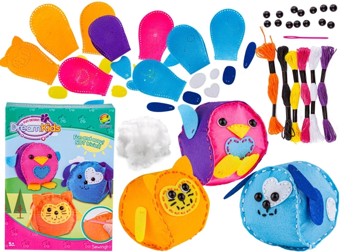 Set creativ pentru cusut din fetru – animale de companie (3 plușuri)