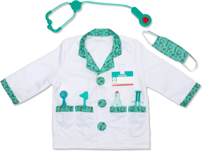 Melissa & Doug costum de doctor pentru copii cu accesorii (8 piese)