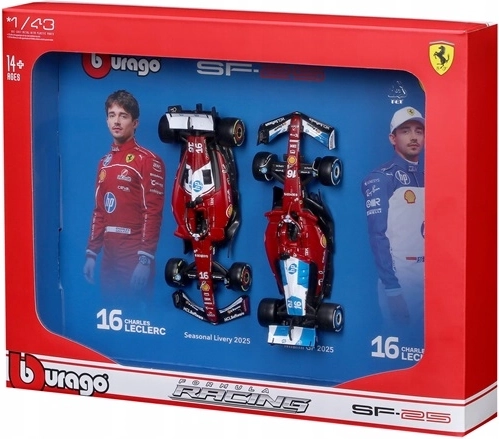 Bburago Ferrari F1 – set dublu de modele metalice 1:43 Charles Leclerc
