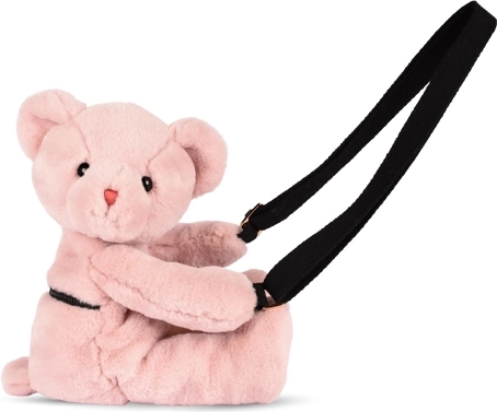 Doudou geantă de pluș de umăr ursuleț roz 30 cm