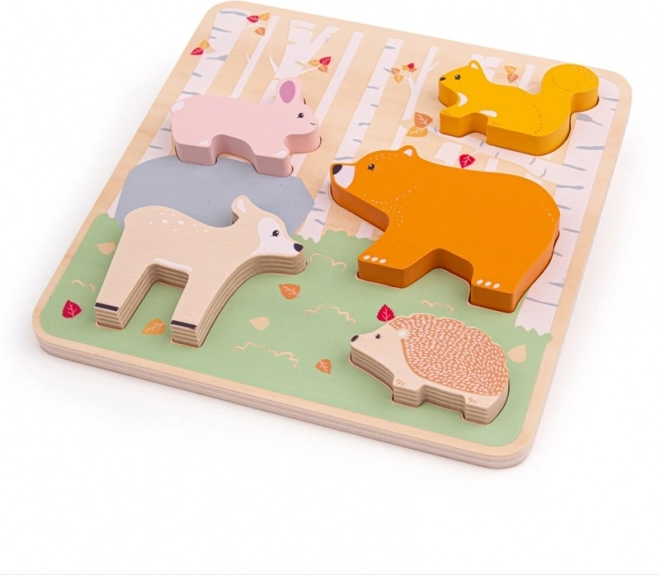 Puzzle din lemn Bigjigs Baby Animale din Pădure