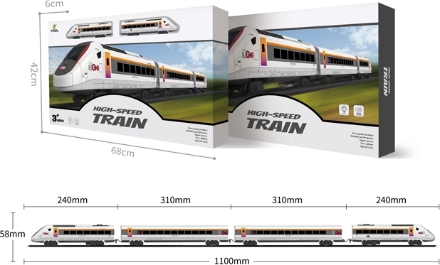 Set feroviar cu locomotivă electrică, vagoane și accesorii