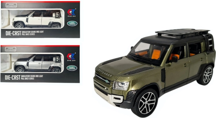 Model metalic Land Rover Defender 1:24 cu lumină și sunet