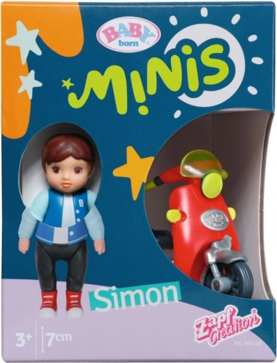 Set BABY born Minis cu scuter și păpușa Simon, 7 cm