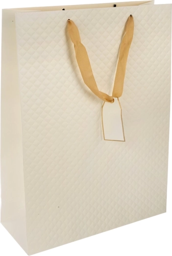 Pungă cadou din hârtie quilt bej 30 × 12 × 41,5 cm