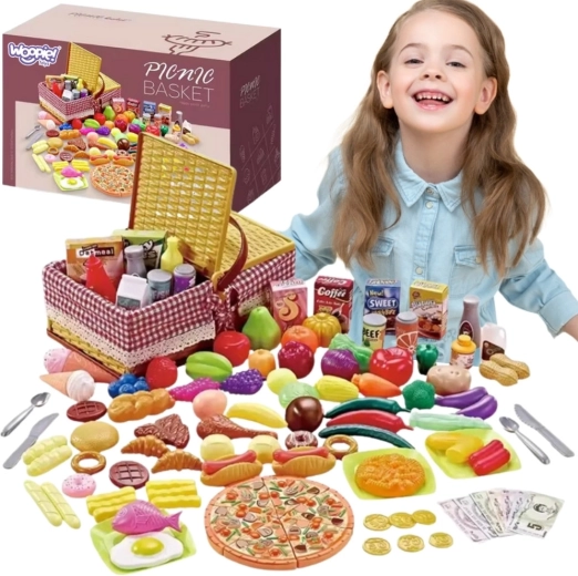 Coș de picnic Woopie cu alimente, 103 piese