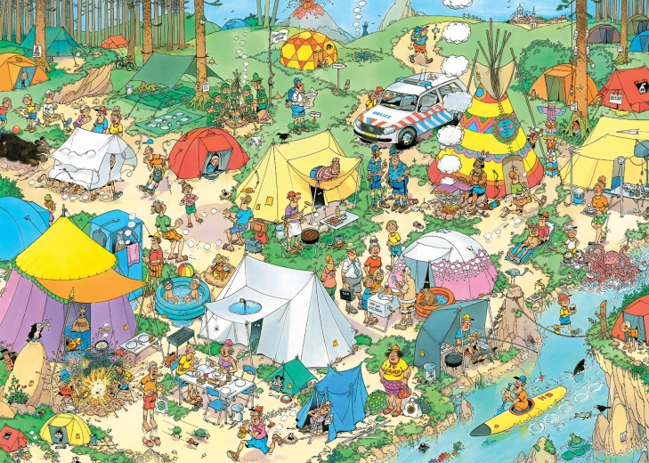 Puzzle Camping în pădure - Jan van Haasteren 1000 de piese