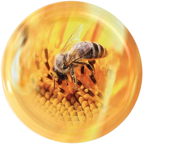 Capace metalice pentru borcane 82 mm cu motiv albinei, set 10 buc