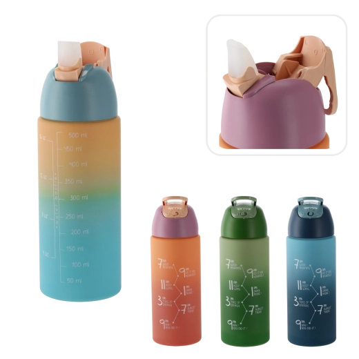 Sticlă de apă 500 ml cu efect ombré, albastră