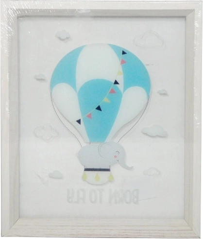 Tablou cu balon și elefănțel în ramă transparentă 25×30 cm