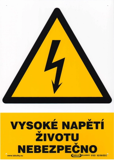 Tăbliță de siguranță Tensiune înaltă – pericol de moarte A4 plastic