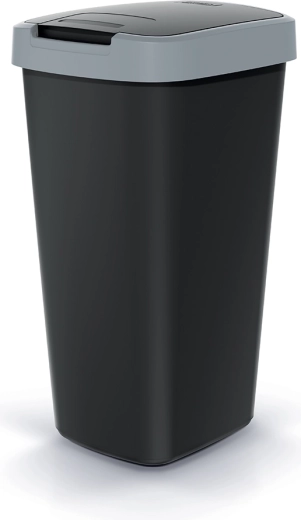 Coș de gunoi Compacta Q Flap 25 l negru cu capac gri deschis