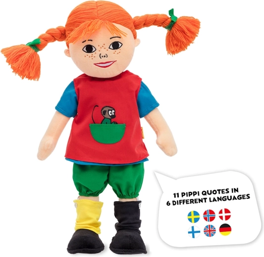 Păpușă moale vorbitoare Pippi Șosețica 40 cm