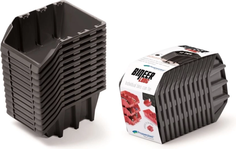 Set de cutii de depozitare Bineer Long, 12 buc, 190 × 77 × 120 mm, negru