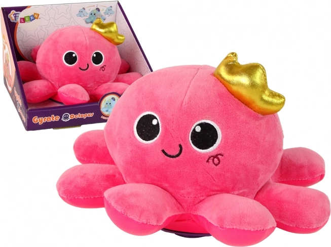 Jucărie de pluș roz caracatiță cu lumină și sunete