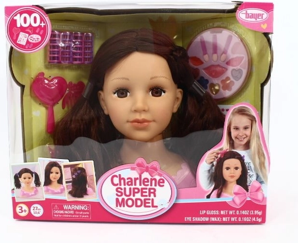 Bayer Charlene Super Model cap de coafat brunetă cu accesorii