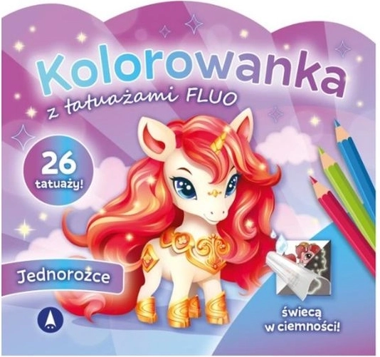 Caiet de colorat FLUO cu tatuaje – unicorni