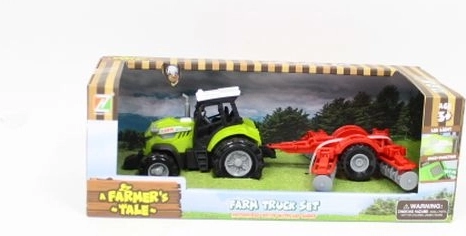 A Farmer’s Tale tractor realist cu lumini și sunete, cu utilaj agricol atașabil