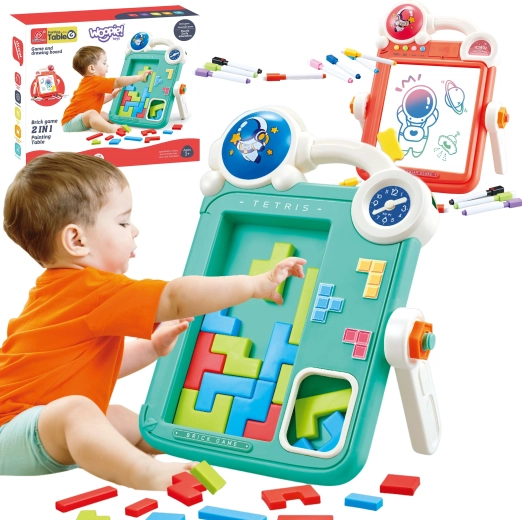 Tablă de desen Woopie cu două fețe, 2 în 1, cu joc Tetris