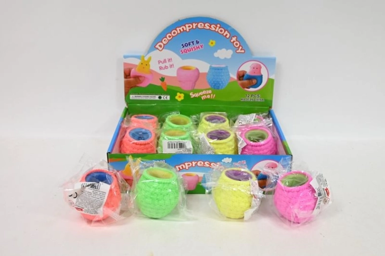 Jucărie antistres de strâns (squeeze) tip gniotek în display de vânzare (12 buc.)