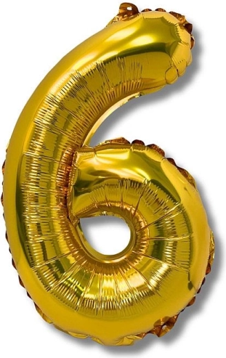 Balon folie cifră 6 auriu 40 cm