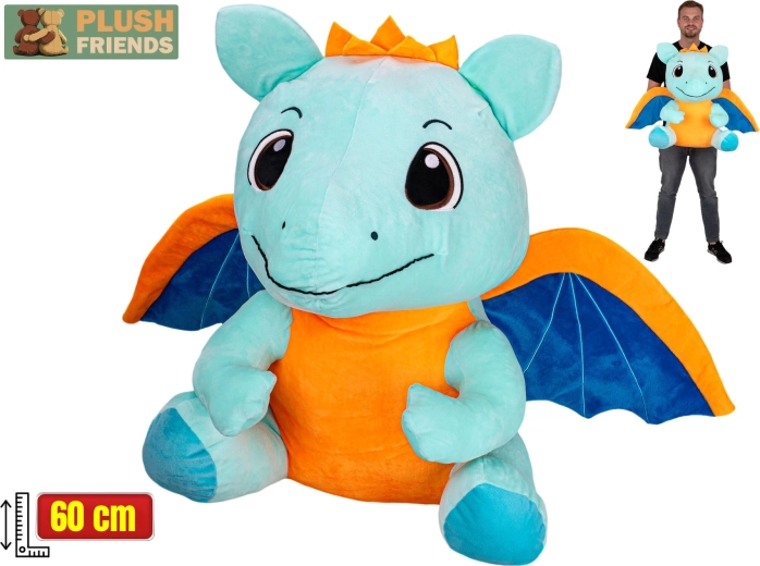 Plush Friends dragon de pluș albastru deschis 60 cm (șezând)