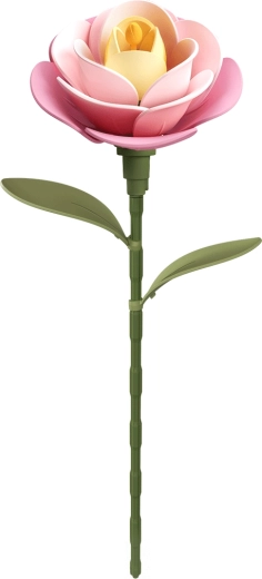 Robotime Rokr Floare 3D Camelia roz – set de construit fără lipici, 37 piese