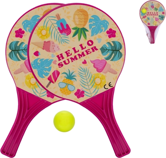 Palete de plajă cu mingiuță 37,5 cm – roz