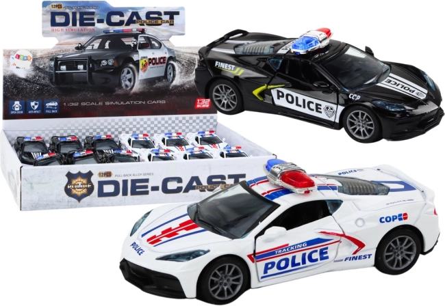 Mașinuța de poliție metalică 1:32 cu tracțiune