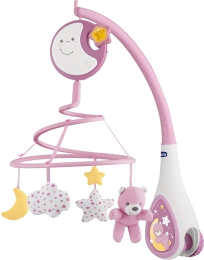 Chicco Next2Dreams 3-în-1 carusel muzical pentru pătuț cu lumină de noapte, roz 0m+