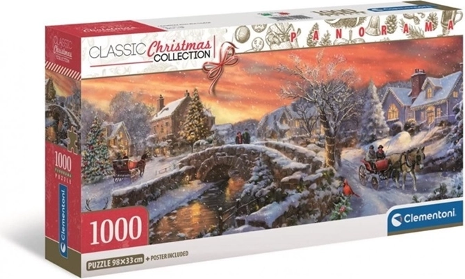 Puzzle panoramic Clementoni – Orășel de Crăciun, 1000 de piese