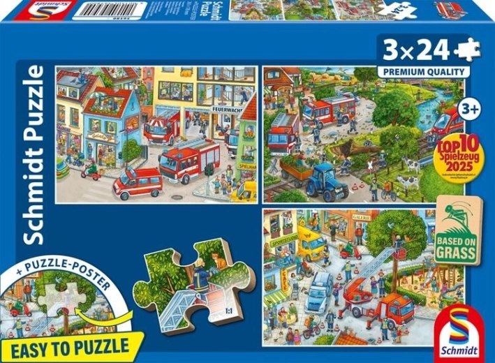 Puzzle pompieri 3×24 piese