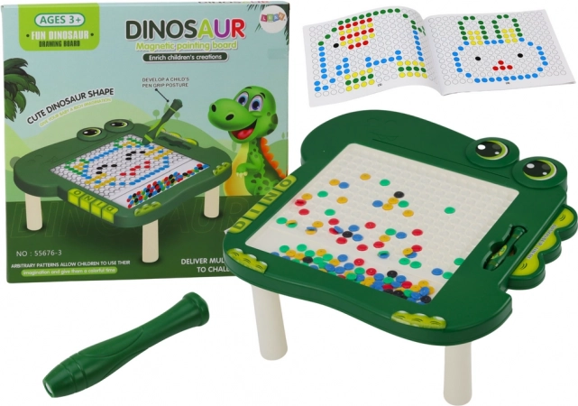 Tabla magnetică pentru copii Dino de culoare verde