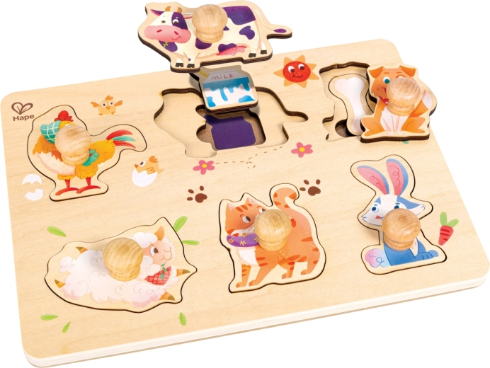 Puzzle stratificate din lemn Fermă cu mânere Hape