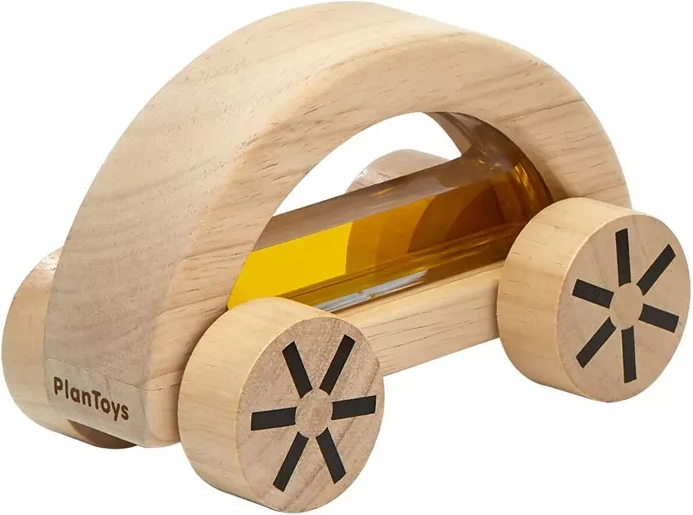 PlanToys mașinuță din lemn cu apă galbenă - 1 bucată