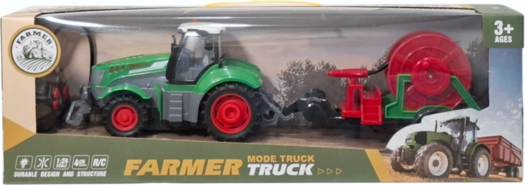 Tractor telecomandat cu remorcă și tambur/derulator pentru furtun, cu lumină și încărcător