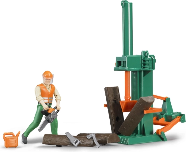 Set forestier Bruder bworld cu despicător de lemne 1:16