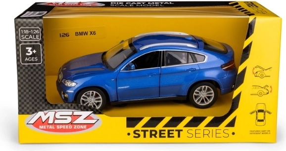 Model de mașină MSZ BMW X6 la scara 1:26, albastru