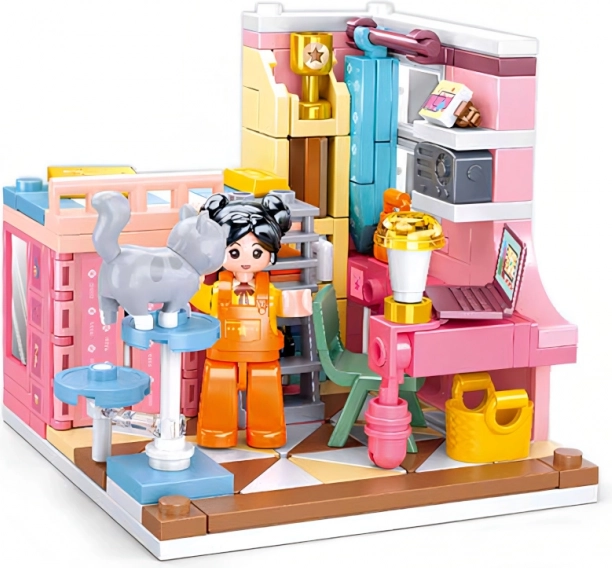 Set de construcție Sluban Girls Dream mini dormitor – 210 piese, 2 figurine