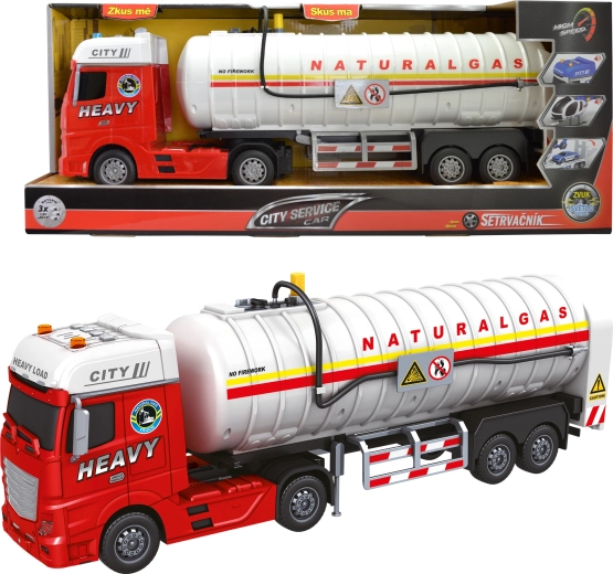 City Service cap tractor cu cisternă pentru gaz natural 1:12 cu sunete și lumini
