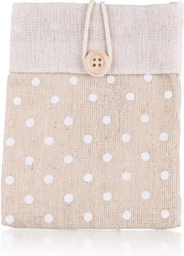 Săculeț decorativ din bumbac cu buline 10,5 × 14 cm, maro deschis