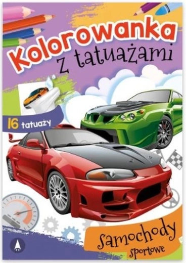 MotoTattoo cărți de colorat cu tatuaje lavabile – mașini sport
