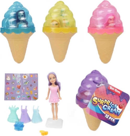 Mini păpușă în înghețată cu accesorii 12 cm - 1 bucată