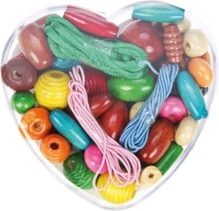 Perle din lemn Lena în cutie inimioară