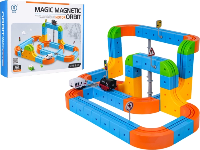 Trenuleț magnetic colorat cu 101 piese