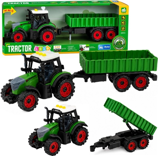 Tractor agricol pentru copii cu remorcă, acționare prin frecare, lumini și sunete 35 cm
