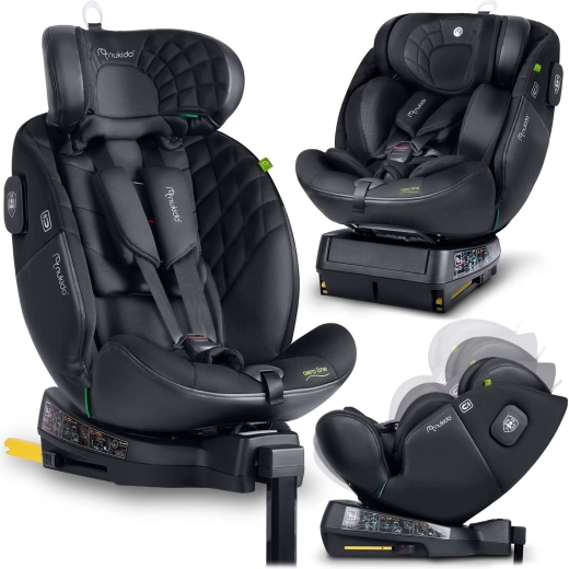 Scaun auto Nukido Aero Line negru 40–150 cm i-Size cu ISOFIX și bază rotativă