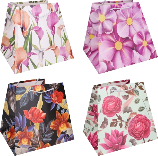 Pungă cadou din hârtie S 17,5 × 21 × 13,8 cm – motiv floral