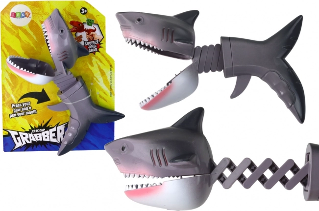 Jucărie mușcătoare rechin pe arc – gri