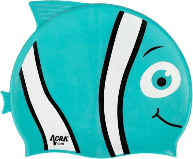 Cască de înot din silicon pentru copii Acra cu motiv Nemo, turcoaz - 1 bucată